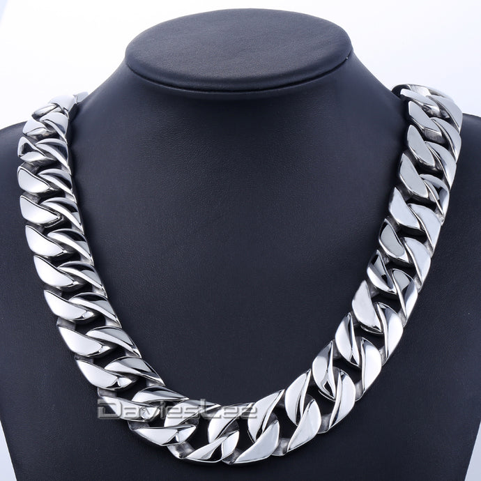 Thick Silver Tone Flat Round Curb Link Necklace