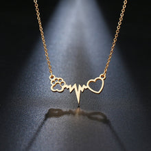 Load image into Gallery viewer, Cats Paws Love Heart Necklace