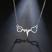Load image into Gallery viewer, Cats Paws Love Heart Necklace