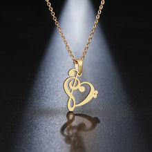 Load image into Gallery viewer, Heart Of Treble And Bass Clefs Infinity Necklace