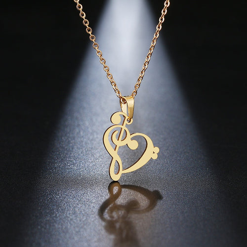 Heart Of Treble And Bass Clefs Infinity Necklace