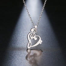 Load image into Gallery viewer, Heart Of Treble And Bass Clefs Infinity Necklace